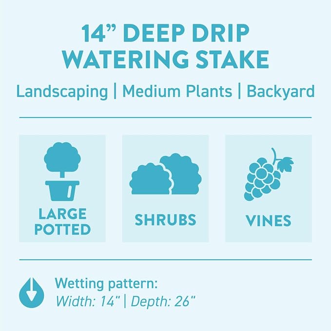 14 in. DEEP DRIP Plant Watering Stake (3 Pack) (Black) | UV-Protected ABS Plastic Deep Root Irrigation Spike for Yard Plants, Shrubs, Vines