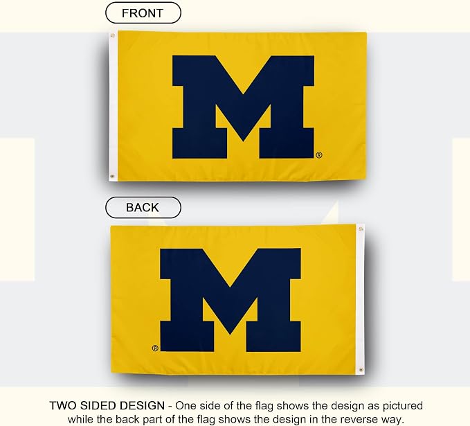 Desert Cactus University of Michigan Flag - 3 x 5 Feet UM Wolverines Banner, Indoor/Outdoor Durable Fabric Display(Design 2)