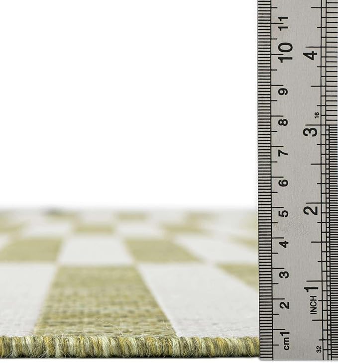 Unique Loom Outdoor Striped Collection Area Rug - Striped (10' x 14' Rectangle Green/Ivory)