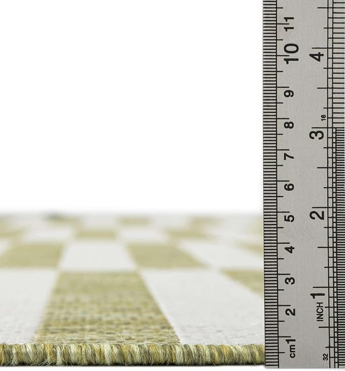 Unique Loom Outdoor Striped Collection Area Rug - Striped (7' 10" Round Green/Ivory)