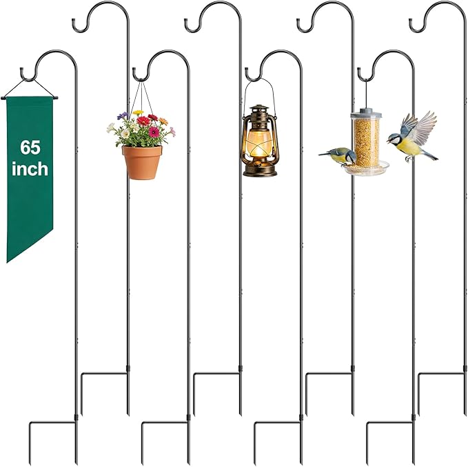 GOFORWILD Shepherd Hook Made of Premium Metal for Garden Decor, Plant Hanger, Lantern Hook, Solar Light Hanging and Wedding Decor, 65 Inch, 8 Pack