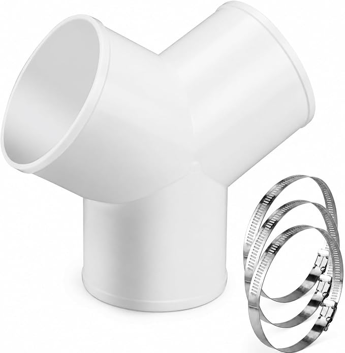 Enenes Duct Splitter 6 Inch 3 Way Duct Connector for HVAC, Dryer Vent Hose | Designed for Fresh Air, HVAC and Exhaust Ventilation Systems with Smooth Y-Shaped Airflow and 3 Stainless Steel Hose Clamps