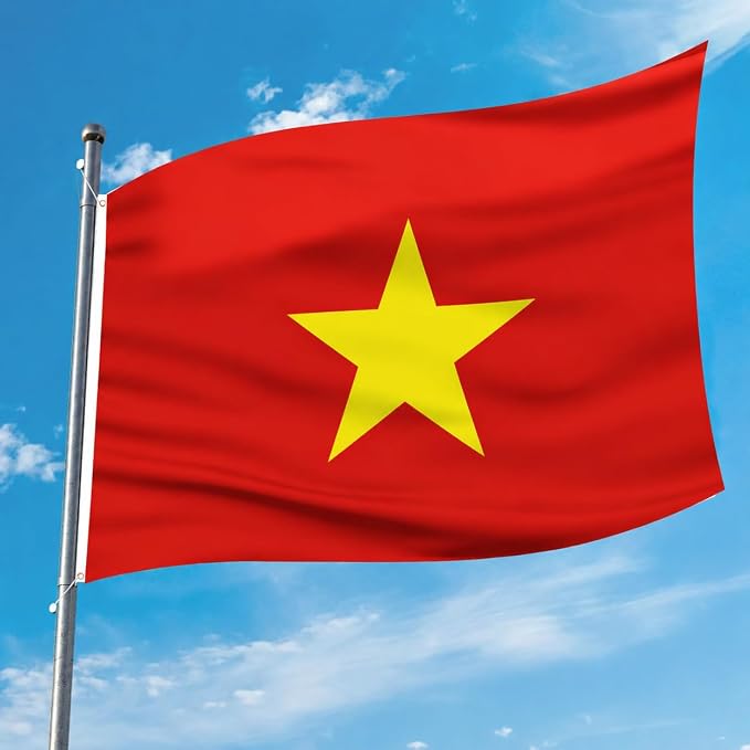 AhfuLife Vietnam Flag 5ft x 3ft for Party Decorations, 2 Pcs Large Vietnamese Flag Polyester Double Side with Brass Eyelets for National Day Garden Street