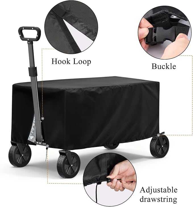 TheElves Collapsible Wagon Cover, Outdoor Folding Cart Covers Heavy Duty, Waterproof and Sunlight-Resistant Cover for Garden Carts & Sport Wagons & Camping Wagons - 45x30x35 Inch
