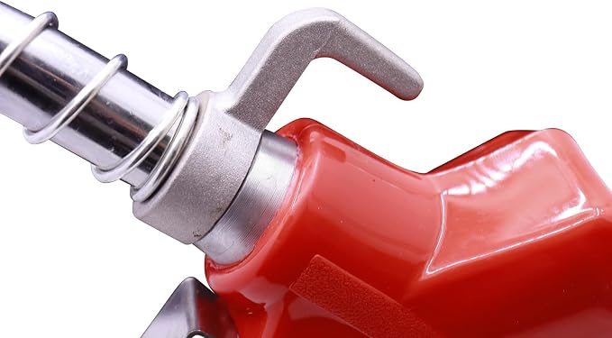 3/4" Inch Red NPT Automatic Shut-Off Fuel Nozzle,Fuel Hose Swivel,16GPM High Flow,BP Hand Guard,Hanging Hook 13/16" Spout,Fuel Transfer Pump Nozzle For Gasoline,Diesel,up to B20,E15,Kerosene