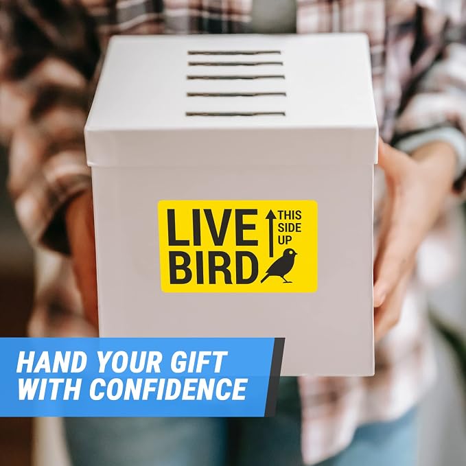Live Bird Labels (5 x 3 Inch, Yellow - 300 Labels) Live Bird Stickers with This Side UP Messaging for Shipping & Handling Instructions, Shipping Live Birds & Airline Cargo Crates