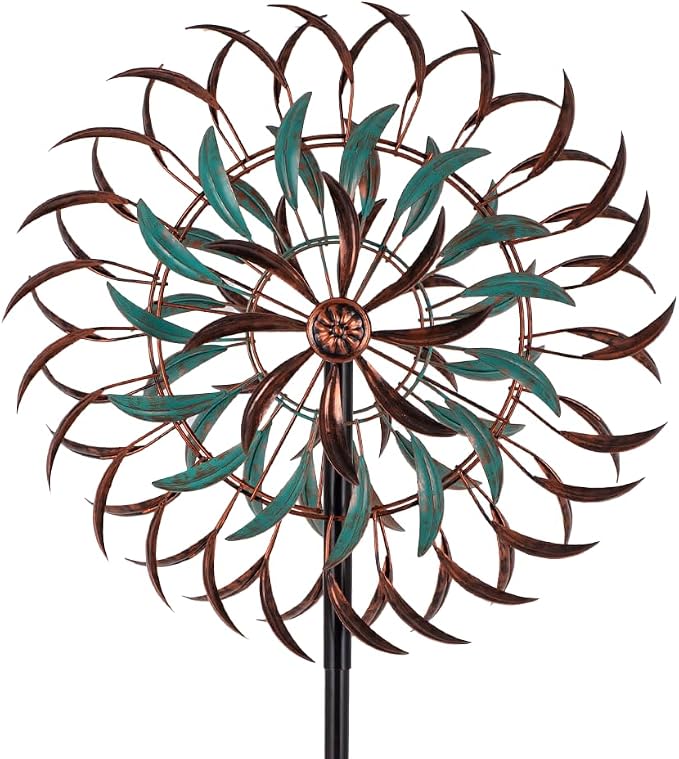 Stargarden Large Metal Wind Spinners, 20” Dia Kinetic Wind Sculptures, 6Layers Windmill Metal Yard Art Garden Decor