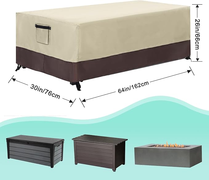 ABCCANOPY Patio Deck Box Cover Waterproof And Dustproof Winter Protection Outdoor Storage Box Cover Universal Furniture Cover 64x30x26 Beige Brown