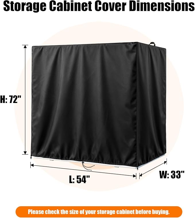 Kasla Storage Cabinet Cover, Outdoor Chest Storage Waterproof Cover, Weatherproof Cabinets Covers for Kitchen Patio Garden Backyard (54"L×33"W×72"H)