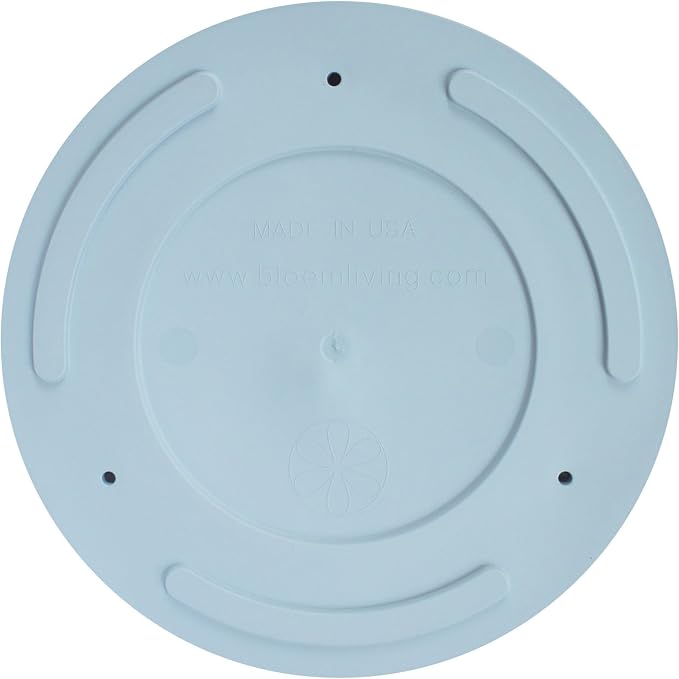 Bloem Mathers Round Planter with Saucer Tray: 12" - Misty Blue - Modern Design, Durable Plastic Pot, Removable Saucer, for Indoor & Outdoor Use, Gardening, 5.8 Gallon Capacity