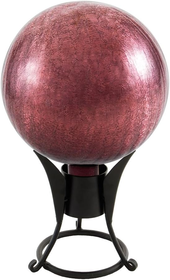 Achla Designs 10" Crackle Gazing Globe Ball, Plum