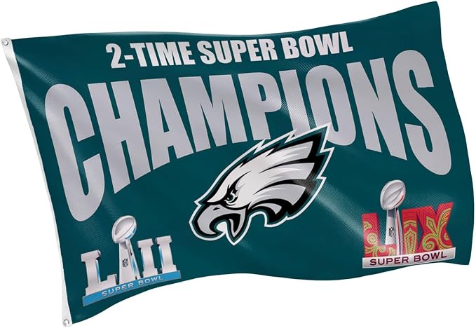 NFL 3 x 5 Outdoor Flag with Grommets | Heavy Duty Flag & Banner for Outdoor Garden Patio Decoration | Indoor Wall Decor for Room | Works with Flag Poles for Outside House (Philadelphia Eagles Multi-Win 2025)