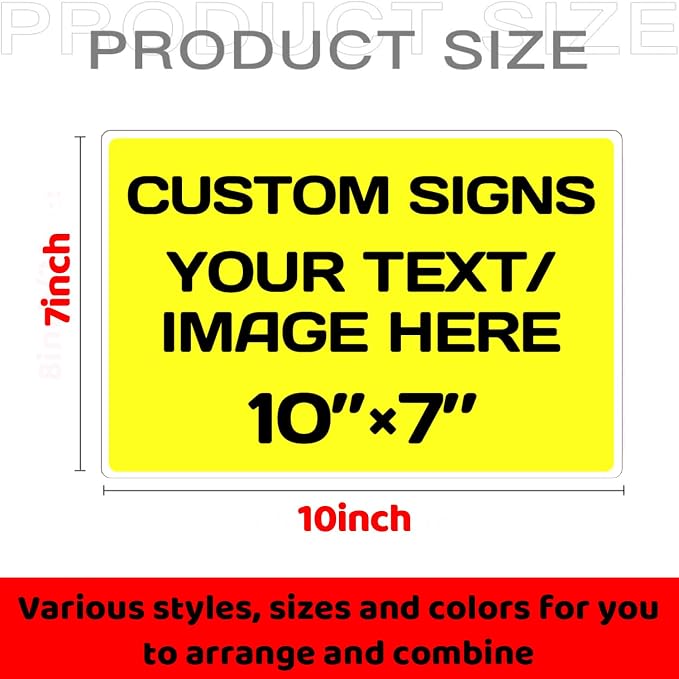 Personalized Aluminum Weatherproof Metal Signs - Multiple Sizes, Custom Text & Picture, Hazard, Garden, Custom Door Signs