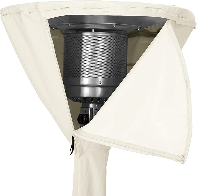 Amazon Basics Outdoor Wind-Resistant Patio Heater Cover, Water-Resistant, Snow-Resistant, Weather Resistant, Easy to Put On, Tan, 36" x 18.5" x 95"