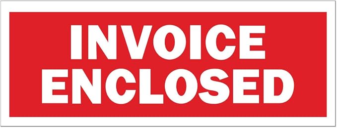 Invoice Enclosed Stickers (4 x 1.5 inch, Red with Bold Letters - 900 Labels) Invoice Enclosed Labels for Freight Forwarding, Shipping & Handling - Strong Adhesive