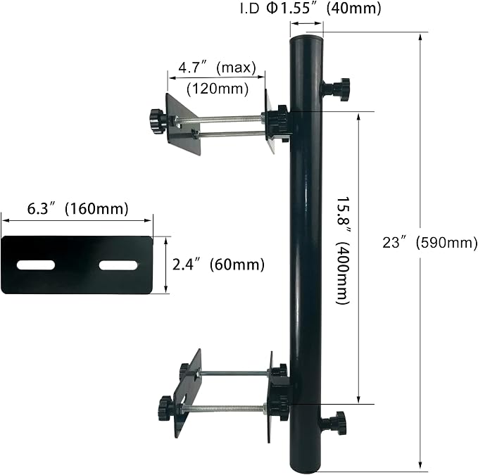 Patio Umbrella Holder, Heavy-Duty Metal Mount Stand for Deck - Sturdy Base for Railing-Mounted Clamps With Pole Maximizing Balcony Space and Shade