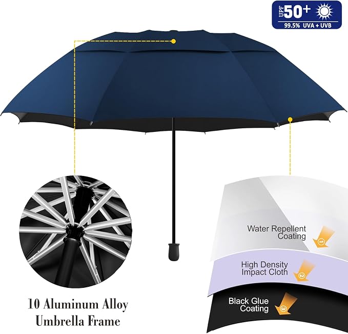 XLINGZA UPF 50+ Beach Umbrella with Adjustable Universal Clamp