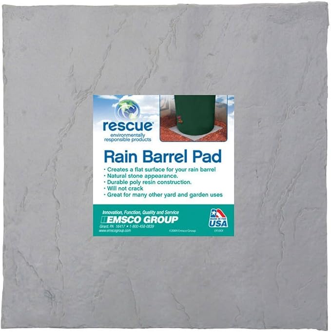 EMSCO Flat Rock AC Unit & Rain Barrel Pad, 24" x 24", Lightweight Stone-Look Equipment Base for Air Conditioners, Condensers, Pool Pumps, Utility Equipment & Landscaping, Gray | Supports AC units, condensers, rain barrels, and pool pumps