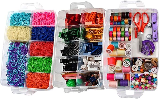 Sooyee 3-Layer Things & Crafts Storage Box, Large | 30 Adjustable Compartments, For Washi Tape, Embroidery Accessories, Threads Bobbins, Kids Toy, Nail Polish, Jewelry