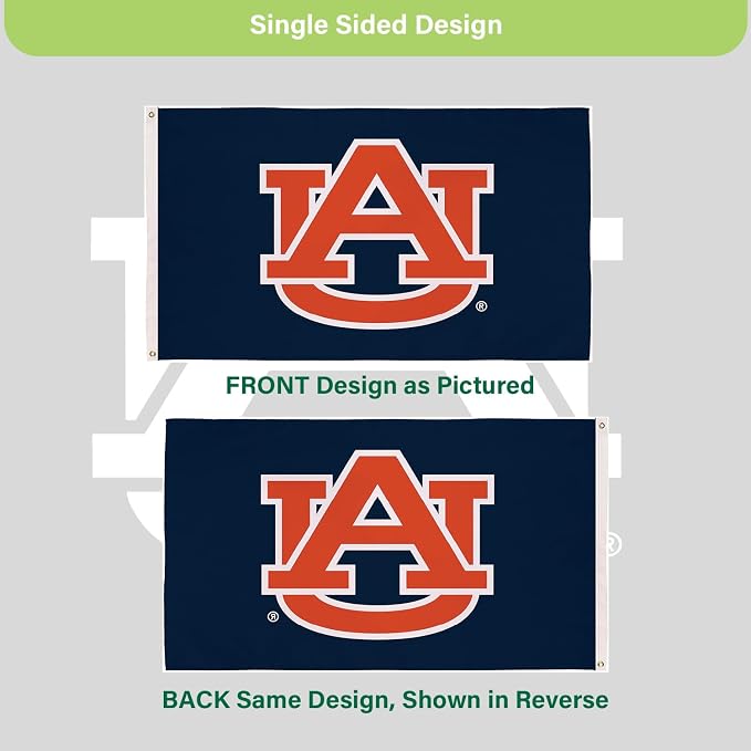 NCAA Auburn University Flag with Grommets, 3'x5' Auburn Tigers Outdoor College Flags & Banners for Garden Patio Indoor Wall Décor