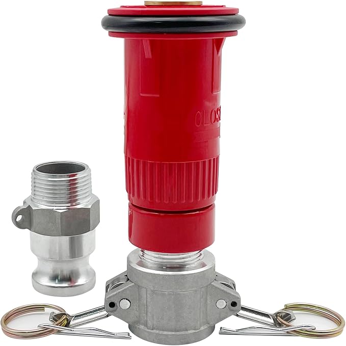 SAFBY Fire Hose Nozzle NPSH/NPT Thermoplastic Fire Equipment Spray Jet Fog with Aluminum Female and Male Fitting (1 inch thermoplastic set)