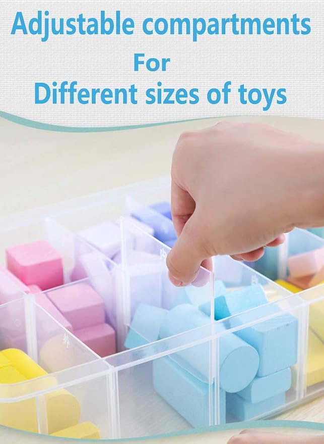 Sooyee 5 Layers Stackable Storage Container Clear 50 Adjustable Compartments, Compatible with Small Toys Arts and Crafts Piping Tips Hardware Storage Organizer