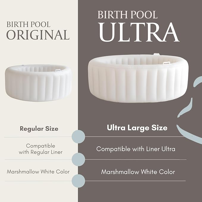 Earthside Birth Pool I Birth Pool, Comfort for Home Water Birth Kit | Doula & Midwife Approved in Marshmallow White I Portable and Easy to Set up (Ultra Large)