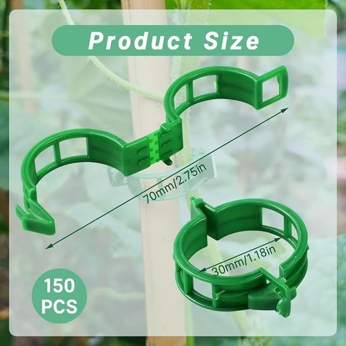 300 PCS Secured Plastic Plant Clip, New Reusable Plant Support Clips Plastic Clips Tomato Clips for Securing Plants for Climbing Plants, Grape, Vegetable Stems (50, Green)