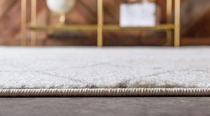 Unique Loom Trellis Frieze Collection Area Rug - Geometric (7' Round, Ivory/ Gray)