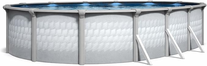 Lake Effect Pools 'Testudo' 18 ft x 33 ft Oval Above Ground Swimming Pool | 52 Inch Resin Protected Steel Sided Walls | Bundle Includes: 25 Gauge Overlap Liner & Widemouth Skimmer