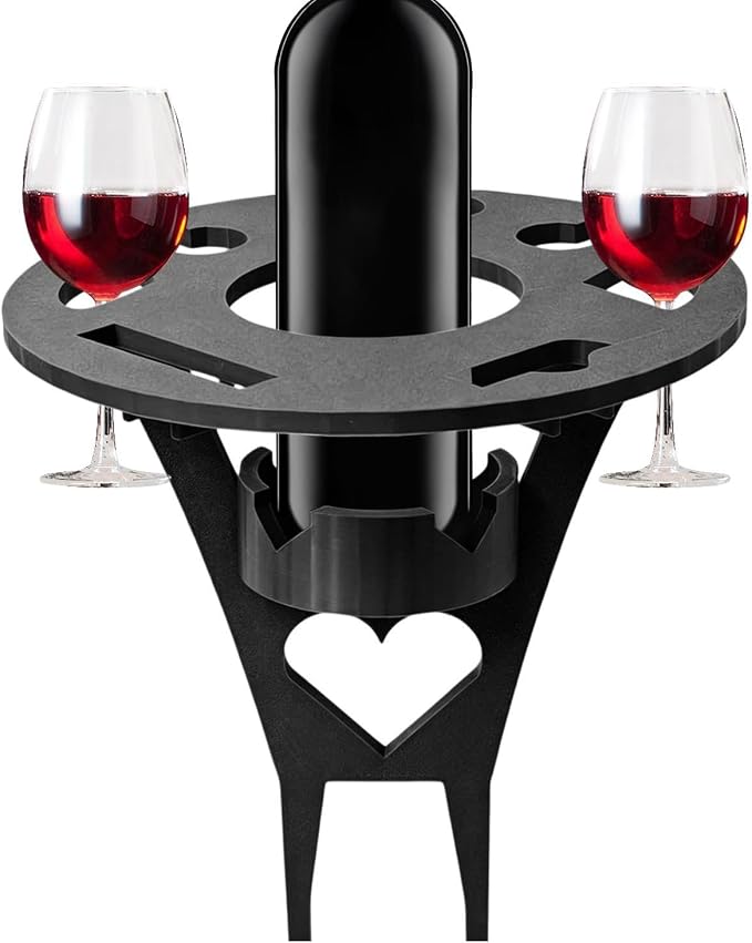 Foldable Wine Table Outdoor, Portable Mini Wooden Picnic Table Wine Glass Holder for Beach BBQ Camping Yard Lawn Party