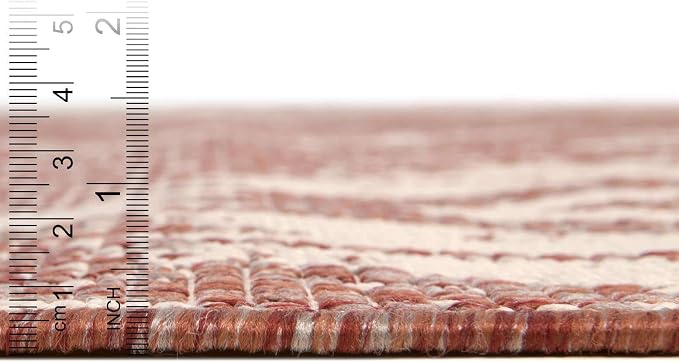 Unique Loom Outdoor Bohemian Collection Area Rug - Anthro (13' Round Rust Red/Ivory)