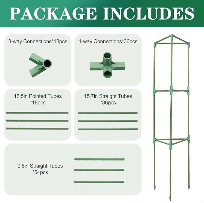 Tomato Cages for Garden,6 Pack 50in Tall Tomato Plant Support Stakes Adjustable Heavy Duty Steel Plant Tower Stakes, Updated Cucumber Trellis Garden Cages for Climbing Plants Vegetable Flowers