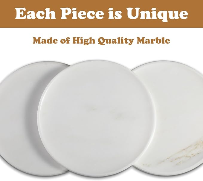 Karibiber 11.8inch Round Marble Serving Tray for Kitchen and Coffee Table, Bathroom Vanity Tray for Counter, White Decorative Catchall Tray for Jewelry, Namib Fantasy
