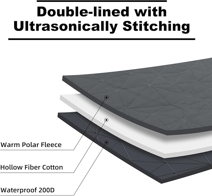 Large Waterproof Outdoor Blanket Thick Fleece 80" x 58" | Windproof Stadium Blanket, Wearable Poncho, Machine Washable for Camping, Car, Pet, Picnics - Black Gray
