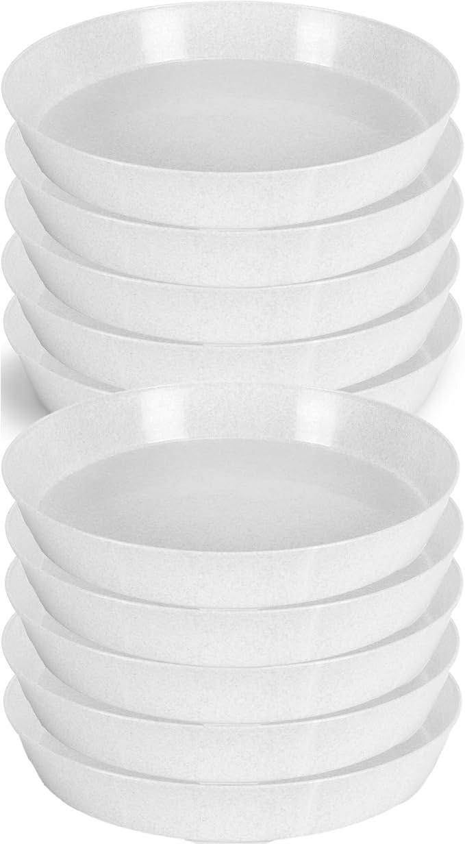 Saucer 3 Inch, Case of 10, White Granite | Polypropylene, Heavy Duty Indoor/Outdoor, Drip Pan & Tray, Collects Excess Water, Made in USA