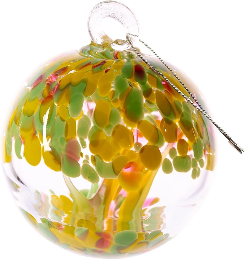 Dale Tiffany Hand Blown Glass, 4" Diameter Blossom, Tree of Life Collection, Witch Globe Hanging Garden Indoor/Outdoor Decorative Ornament Gazing Ball