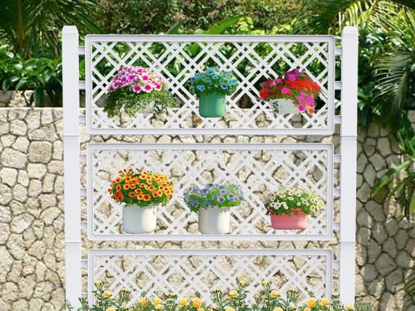 Vixzen 59" Tall Raised Garden Bed,Outdoor Large Resin Planter Box with Trellis and Drain Plug for Climbing Plants,Easy to Assemble,Water Monitor (Ashen, 43.43"×18.27"×59.29")