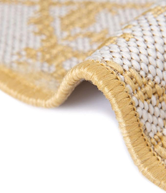 Unique Loom Outdoor Bohemian Collection Area Rug - Anthro (9' x 12' Rectangle, Yellow/ Ivory)