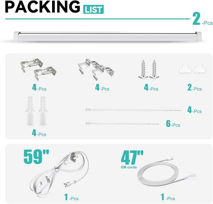 JESLED Plant Grow Lights, 3FT 5000K Full Spectrum Daylight White, 72W(2 X 36W,450W Equivalent), Linkable Grow Light Strips for Indoor Plants, Seed Starting, Greenhouse, Growing Shelf, 2-Pack