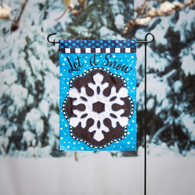 Evergreen Flag Patterned Snowflake Applique Garden Flag | 12x18 Inches Double Sided Christmas Garden Flag for Outside | Weather and Fade Resistant | Outdoor Flag Décor for Home, Yards and Gardens