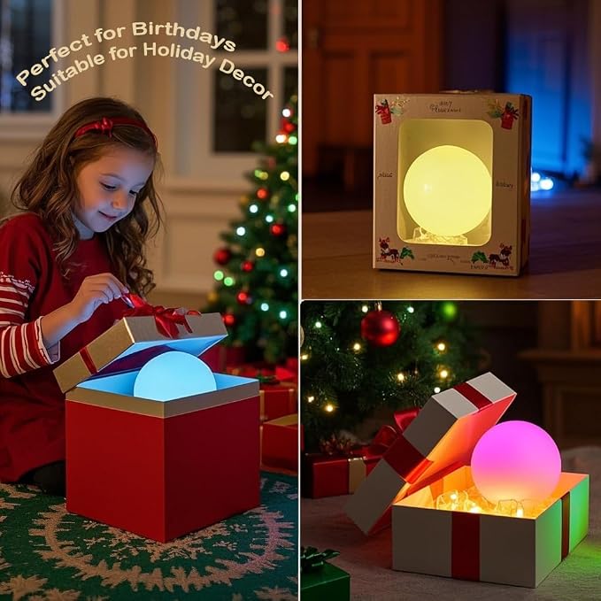 8 inch Solar Glowing Globe Light, 16 RGB Colors Changing Solar Garden Ball Light, Auto-On/Off LED Glow Ball W/Remote, Waterproof Landscape Lighting Globe W/Ground Stake for Patio Yard Pathway Decor