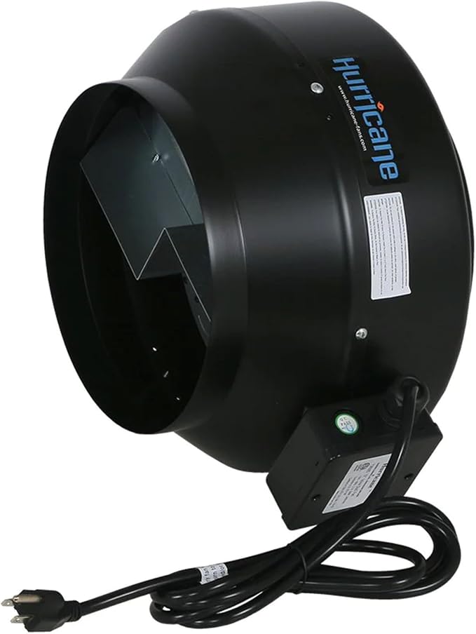Hurricane Commercial Grade Inline Fan for Phresh & Black Ops Carbon Filters, Ideal-Air Ducting and Clamps and Titan Controls Ventilation Controllers