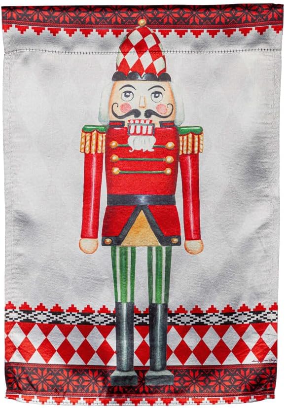 Evergreen Flag Christmas Nutcracker Lustre Garden Flag 12x18 Inches Double Sided | Christmas Garden Flag for Outside | Weather and Fade Resistant | Outdoor Flag For Yards and Gardens