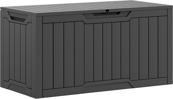 YITAHOME 100 Gallon Outdoor Storage Box | Large Water Resistant Resin Deck Box, Indoor Outdoor Lockable Storage Container for Patio, Garden, Cushions, Tools, Equipment