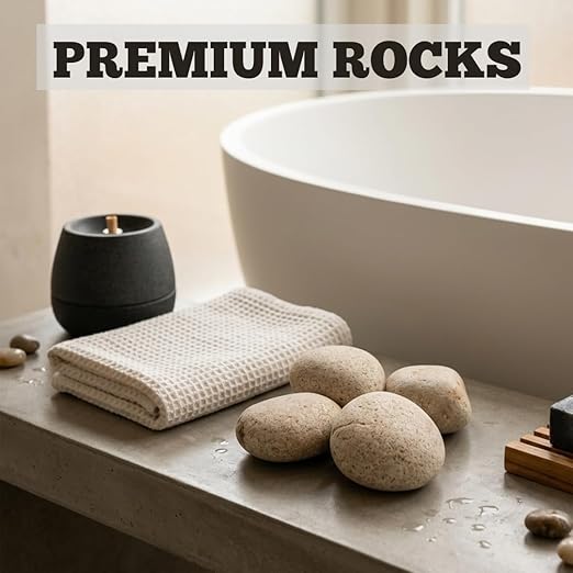 Giant Natural Beige Beach Rocks, 4 Large Stones, Size 5-8 Inch, (10–14 lbs), Large Decorative Garden Rocks for Landscaping, Planters, Aquariums & Painting