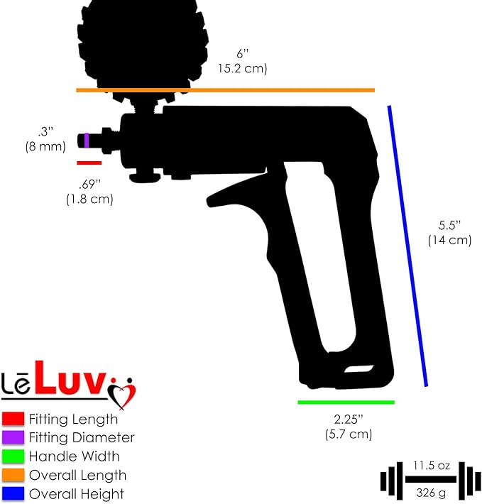 LeLuv Vibrating Penis Pump Maxi Red Handle + Protected Gauge and Clear Hose - 9 inch Length x 2.25 inch Diameter Cylinder