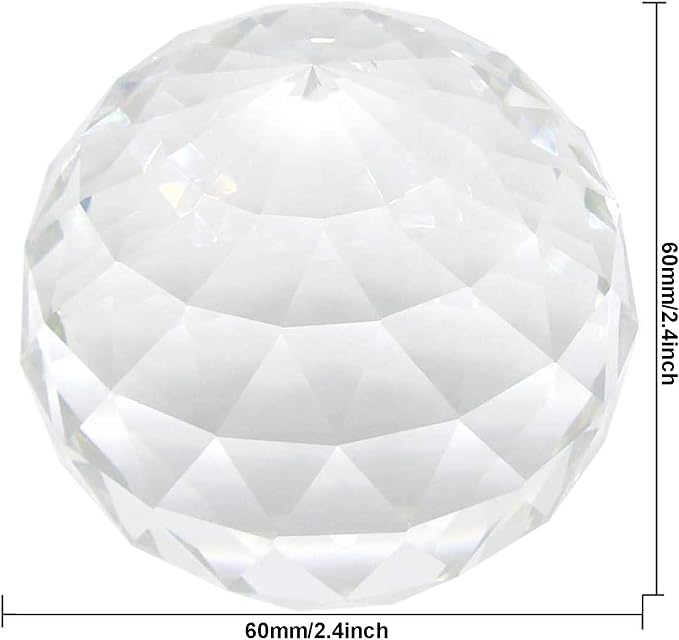 Clear Crystal Ball Prism Window Rainbow Maker Window Prisms Suncatcher for Feng Shui, (60mm /2.4inch)