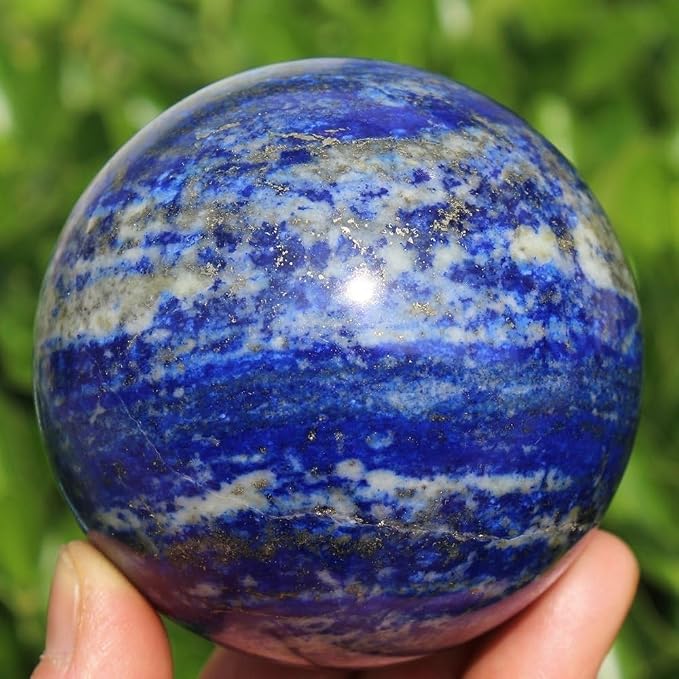 2.4-2.8 inch (6-7 cm) Natural Lapis Lazuli Crystal Ball with Stand, Hand Polished Divination Stone Sphere, Reiki Healing Gemstone Sphere, Home Art Decor Ornament, Mineral Collectible Craft Gift