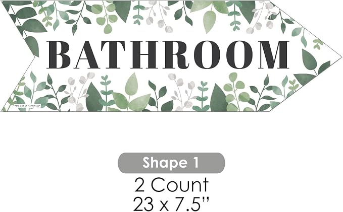 Big Dot of Happiness Boho Botanical Wedding Bathroom Signs - Greenery Wedding Sign Arrow - Double Sided Directional Yard Signs - Set of 2 Bathroom Signs